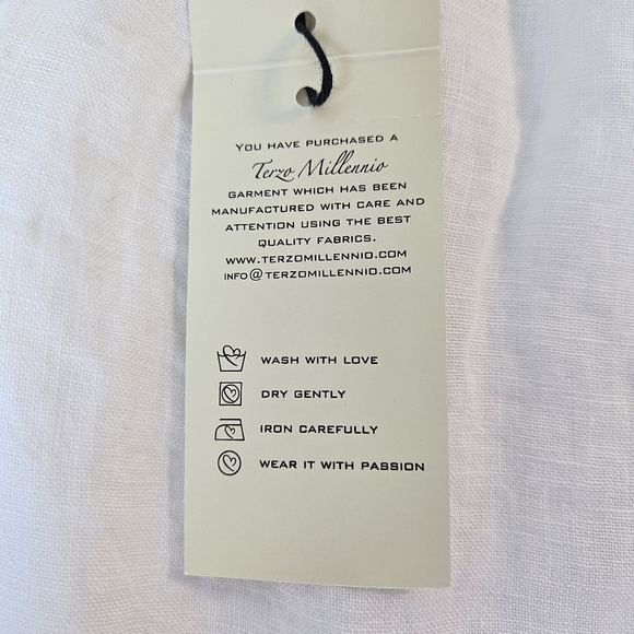 Terzo Millennio White Linen Ruffled Peplum Lightweight Blouse Made In Italy M - Picture 5 of 10